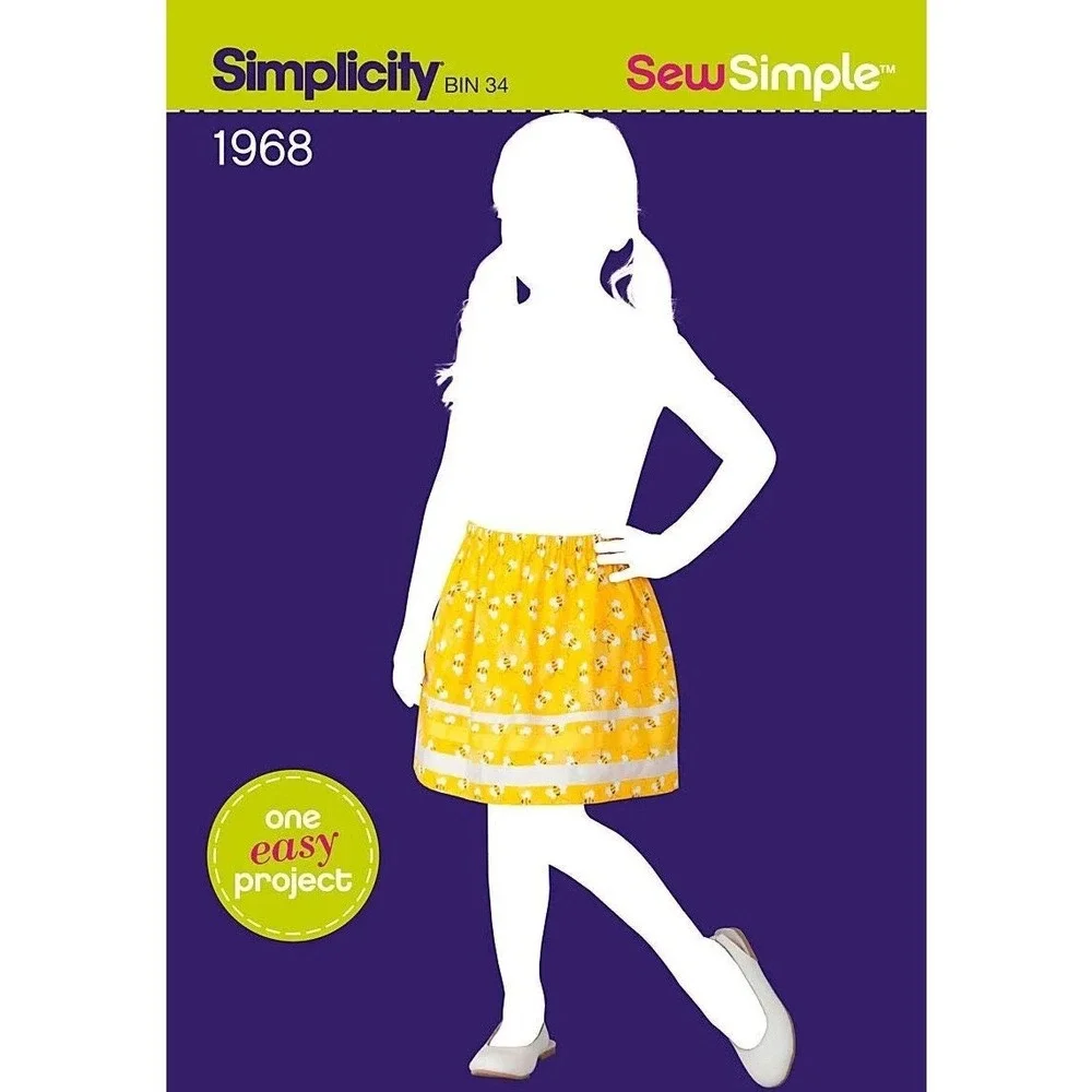 Simplicity Sewing Pattern 1968 Pull-on Skirt Girls Size 3-6